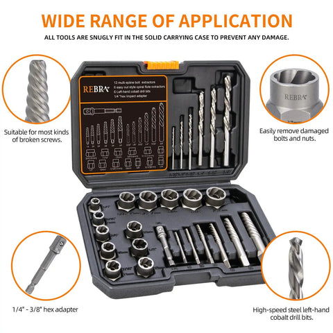 Left Hand Drill Bit And Screw Extractor Set For Damaged Bolts And Stripped Screws Cobalt HSS EZ Out Kit DIY Friendly product