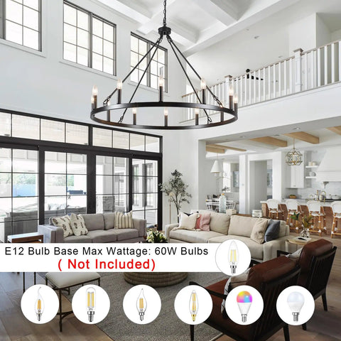 Matte Black 8 Light Farmhouse Chandelier Industrial Pendant Light Fixture For Dining Room Kitchen Living Room Foyer Ceiling Hanging Candle Chandeliers With Adjustable Height And Rustic Modern Vibe Perfect For Dining Table Nook And Kitchen Ambience installed in a modern living room.