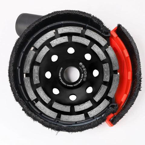 Surface Grinding Dust Shroud For Angle Grinder Universal 4.5/5 Inch With 5 Inch Diamond Cup Wheel, Big Dust Collection Hood