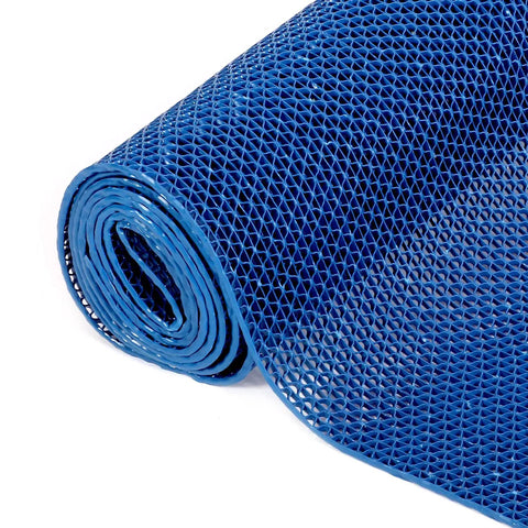 Rolled blue Drainage Non Slip Floor Mat 3x10 Ft Heavy Duty PVC Mesh Drainage Rug for Wet Areas Bathroom Pool Patio Kitchen