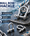 20 Pack One Quarter Inch Stainless Steel Screw Pin Shackles Set Beefy Bow Clevis Anchors For Chain Rope Tie Downs And Trailer Use Heavy Duty 1000 Kg Working Load Limit And 3800 Kg Breaking Load 304 Stainless Steel small bow shackles on wet deck