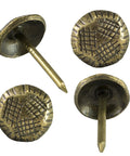 Top Shelf Antique Brass Upholstery Tacks, Hammered Furniture Nails For Couch Repair, 7 16 Inch, 100 Piece Bulk Box, No Fuss Diy Fix, Heavy Duty Hardware, Smooth As Silk, close-up view of tacks.