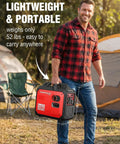 Man holding a Portable Inverter Generator Pumping Out 3800 Start And 3200 Run Watts Of Smooth Clean Power for camping.
