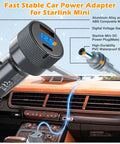 Heavy Duty 12 Volt And 24 Volt Vehicle Power Adapter For Compact Satellite Terminals with digital gauge in car dashboard.