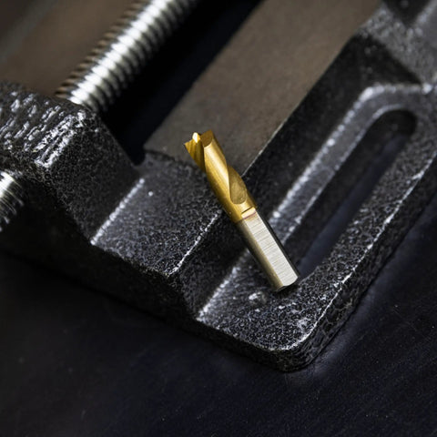 Shop-Ready Spot Weld Drill Bit Set 8mm and Five Sixteenth Inch Pro Grade High Speed Cobalt Steel with Titanium Coating close-up