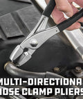 Two Direction Hose Clamp Pliers For Tight Spaces With Cross Groove Jaws And Wide 16mm Jaw Surface Grips Fuel Lines And Radiator Hoses