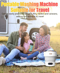 Family enjoying outdoors with Straight Up 15L Portable Washing Machine With Three Cleaning Modes for camping laundry.