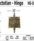 6 Inch Antique Style Iron Hinge Heavy Duty Dope Old World Brass Finish for doors and cabinets, includes mounting screws.