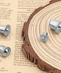 24 Piece Doweling Center Transfer Plugs Set For Woodworking Pro Grade With Four Sizes One Quarter, Five Sixteenths, Three Eighths, One Half Inch, Chromed Steel Centering Pins For Precise Dowel Alignment And Long Lasting Wear Resistant Performance.