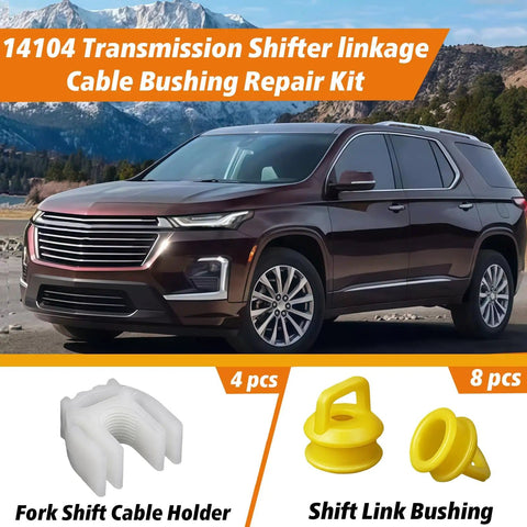 8 Piece Transmission Shifter Linkage Cable Bushing Repair Kit With 4 Bushings And 4 Retainer Clips compatible with Chevy SUV