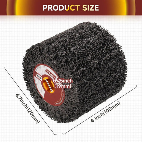 40 Grit Burnishing Wheel For Wood And Metal Surface Conditioning, 120mm Diameter, 100mm High, 19mm Center Hole, Wire Drawing Polishing Wheel For Smoothing, Shaping, And Burnishing In Woodworking And Metalworking