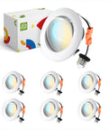 4 Inch Gimbal LED Recessed Light Kit White Trim 10W 860LM Adjustable CCT 2700K 3000K 3500K 4000K 5000K Dimmable Pack