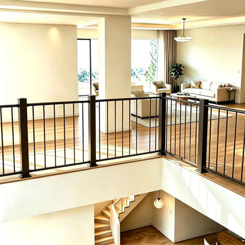 Top Shelf Deck Railing Kit For Patios And Balconies With Post 36 Inch Height And 3 Feet Wide Durable Outdoor Porch Guardrail seen in modern interior.