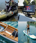 All Water Ready Kayak Fishing Rail System With Manual Lock Dual End Guard For Easy Install Holds Rod Holders And Fish Finders Cups Fits Yaks Jon Boats And Small Boats 2 Pack mounted on kayak and boat decks