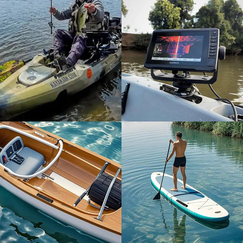 All Water Ready Kayak Fishing Rail System With Manual Lock Dual End Guard For Easy Install Holds Rod Holders And Fish Finders Cups Fits Yaks Jon Boats And Small Boats 2 Pack mounted on kayak and boat decks