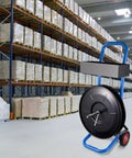 Heavy Duty Strapping Cart Dispenser For 16x16 And 8x8 Coils Movable Banding Machine With Brake System And Spacious Tray Keeps PET PP And Fiber Straps Neat And Ready To Roll Super Handy Easy Transport Cart in warehouse