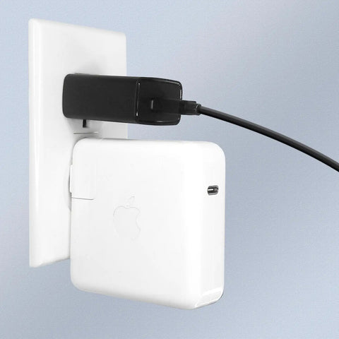 UL Listed USB Wall Charger Fast Power Adapter 5V 1A plugged in wall outlet with cable, compact black design