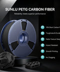 Carbon Fiber Reinforced PETG Filament 1.75mm Ten Percent Carbon Fiber For Maximum Strength And Rigidity Real World Heat Resistant Matte Black