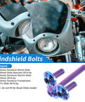 Premium Titanium Windshield Bolts And Washers For Harley Davidson Street Glide Street Glide Specials 2014 Plus with blue anodized finish.