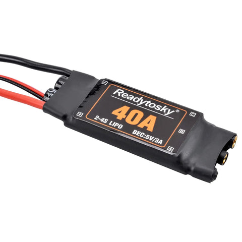 2-4S 40A Brushless ESC With 5V 3A BEC For F450 S500 ZD550 RC Helicopter Quad Copter, close-up of connectors and label