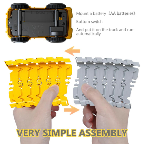 Hands assembling track pieces for Ultimate 216 Piece Construction Race Track Playset For Kids Ages 3 4 5 6 7 8