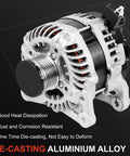 Premium 120 Amp Alternator Replacement for 2019 2020 2021 2022 Nissan Altima 2.5L With A005TE0381ZX Die-Cast Aluminum Alloy