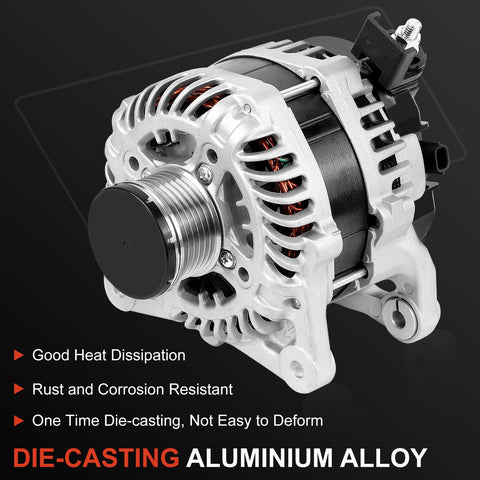 Premium 120 Amp Alternator Replacement for 2019 2020 2021 2022 Nissan Altima 2.5L With A005TE0381ZX Die-Cast Aluminum Alloy