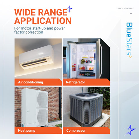 UL Certified 25uF Round Motor Run Capacitor For 370V Or 440V AC, Multi Purpose Capacitor application in appliances