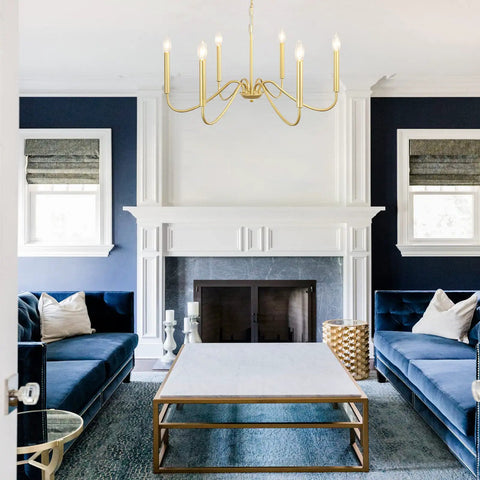 Dope Gold Dining Chandelier 6 Light Modern Farmhouse Industrial Candlestick Pendant Lighting For Kitchen Island Living Room Hallway Entryway Foyer Height Adjustable Chain For Sloped And Flat Ceilings