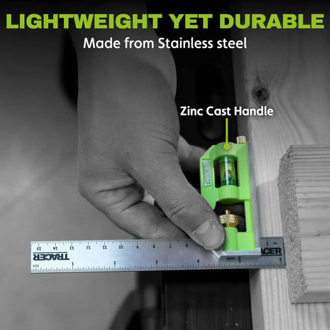 Badass 6 Inch Combination Square With Built In Level And Etched Scribe Durable Stainless Steel Ruler measuring wood with zinc handle