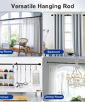 Heavy Duty Black Curtain Rod Set For Windows 45 To 48 Inches With Matte Black Lamp Style Finials in various room setups