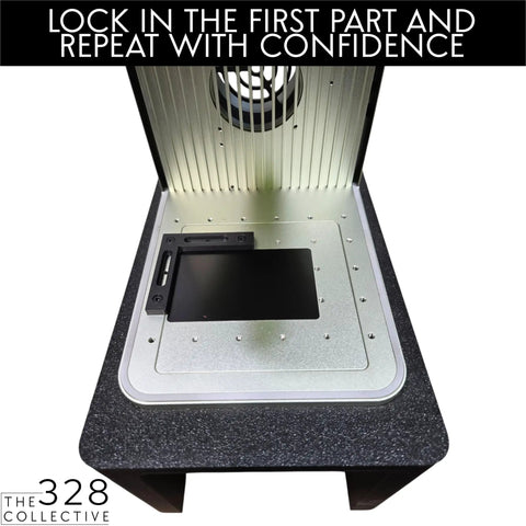Laser Engraver Fence Kit For F1, F1 Lite And F2 - 8 Piece Fixture Guide Set installed on laser bed for precise alignment