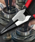 Heavy Duty Lock Ring Pliers Set 2 Piece Flat Snap Ring Pliers in use on transmission gear bearing shaft