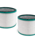 Two Pack Premium 360 Degree Glass Filter For Dyson HP01 HP02 DP01 DP02 Pure Hot Cool Link Desk Air Purifying System Replacement Part 968125 03 96812503, showing two cylindrical filters with white pleated material and green edges