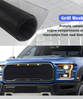 Trimmable Car Grill Mesh Made From Aluminum Alloy Universal Mesh Grill Insert on blue truck protecting radiator from debris