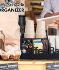 All In One Coffee Bar Organizer For Countertop Wooden Station Caddy With Tray For Pods Cups Condiments And Accessories
