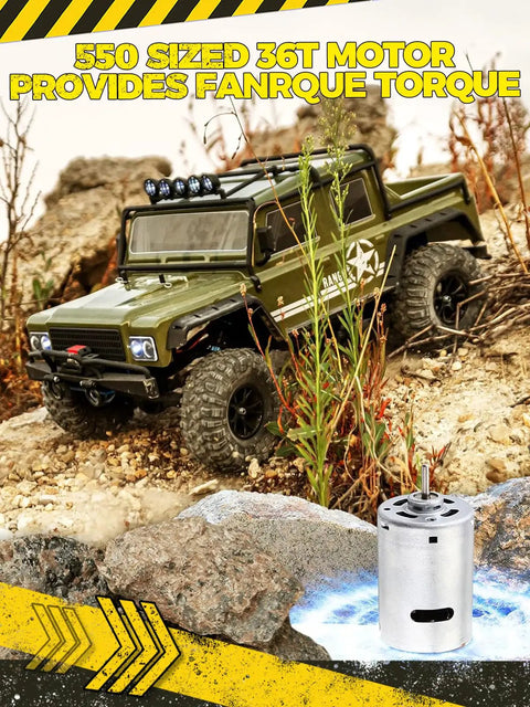 1:8 Scale RC Crawler Beast 4WD Off-Road Monster With 2-Speed Transmission in army green, climbing rocky terrain