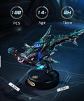Hammerhead Shark 3D Puzzle Kit For Adults And Teens, 122-piece model, displayed on base with steampunk gunmetal blue green finish