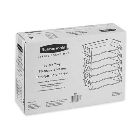Packaging for Regeneration Six Tier A4 Letter Tray Organizer Plastic Self Stacking Black Office File Tray For Documents And Folders Eco Friendly 25 Percent Post Consumer Recycled Content