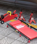 Heavy Duty 2 Ton Trolley Jack Set With Rolling Creeper And Dual Jack Stands All Steel Garage Shop Combo 4000 Lb Capacity