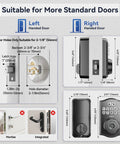 Diagram showing installation measurements for AI Fingerprint Door Lock With Built-In WiFi And Keyless Entry For Front Door.