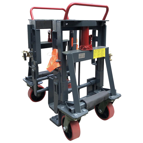 Beefy 9900 Lb Capacity Hydraulic Machinery Mover With Adjustable Forks and Swivel Polyurethane Wheels 6 Inch Lift Height