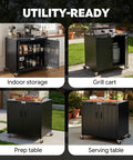 Patio-Ready Outdoor Grill Cart With Storage Cabinet And Stainless Steel Top, 35-Inch Grill Station With Door, Modular Kitchen Island
