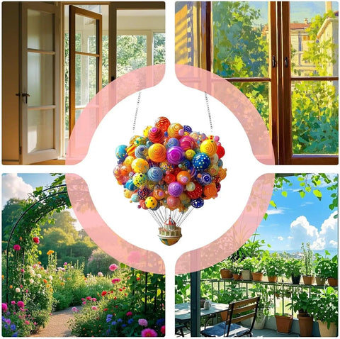 Colorful Hot Air Balloon Sun Catcher Stained Glass Window Decoration For Valentine's Day And Special Occasions Gardens Outdoors Cafes And Clubs Window Hangings A Totally Pretty Gift Idea For Home Or Shop Decor