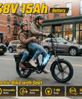 Family Cargo Ebike With Built In Child Seat And Rear Guardrail, 1500W Peak Motor, 20 Inch Fat Tires, Removable 48V 15Ah Battery, Dual Hydraulic Brakes, LCD And App Control, 7 Speed Step Through Electric Bicycle For Everyday Family Adventures with two riders