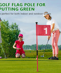 Portable Two Section Golf Flagstick For Backyard Practice on green, foldable pin flag, ideal for indoor outdoor training.
