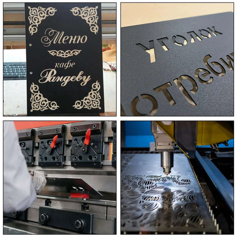 Aluminum sheet ABuff 3-pack, black anodized 12 x 8 in, 1/32 in thick; engraving blanks
Aluminum sheet in black anodized finish; side view with stamping press handling blanks
Aluminum sheet close-up with laser-cut lettering on black anodized surface
Aluminum sheet being laser-cut with decorative pattern on black anodized 12 x 8 panel