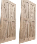 Double 38 By 84 Inches Unfinished Alder Wood Bifold Barn Doors With Low Clearance Box Rail Sliding Hardware Set For Easy No Fuss Installation And Smooth Operation front view