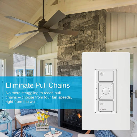 Smart Fan Speed Control Wall Switch For Ceiling Fans Four Speeds Plus Off No Pull Chain Single Pole White Finish Easy Install