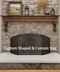 Straight Up Solid Custom Size Hearth Cushion With Extra Thick Foam Padding For Baby Safe Fireplace Edge Protector And Non Slip Window Bench Seat Cover For Cozy Indoor Furniture Armor, shown on stone fireplace.